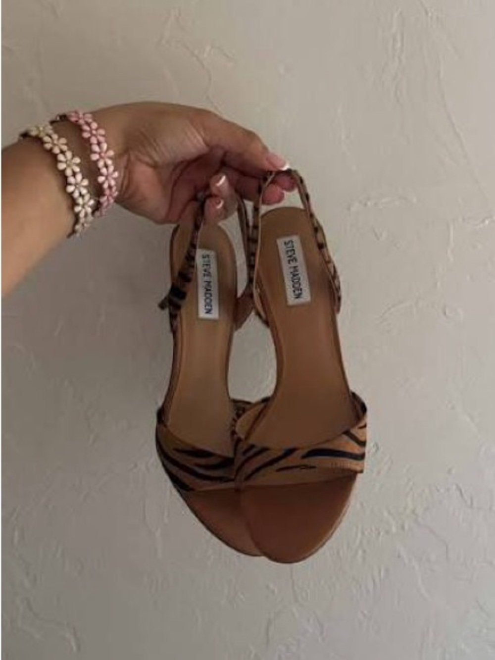 Steve Madden Tan and Black Zebra Print Slingback Heels